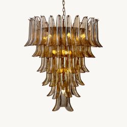 LUNA chandelier amber handblown glass