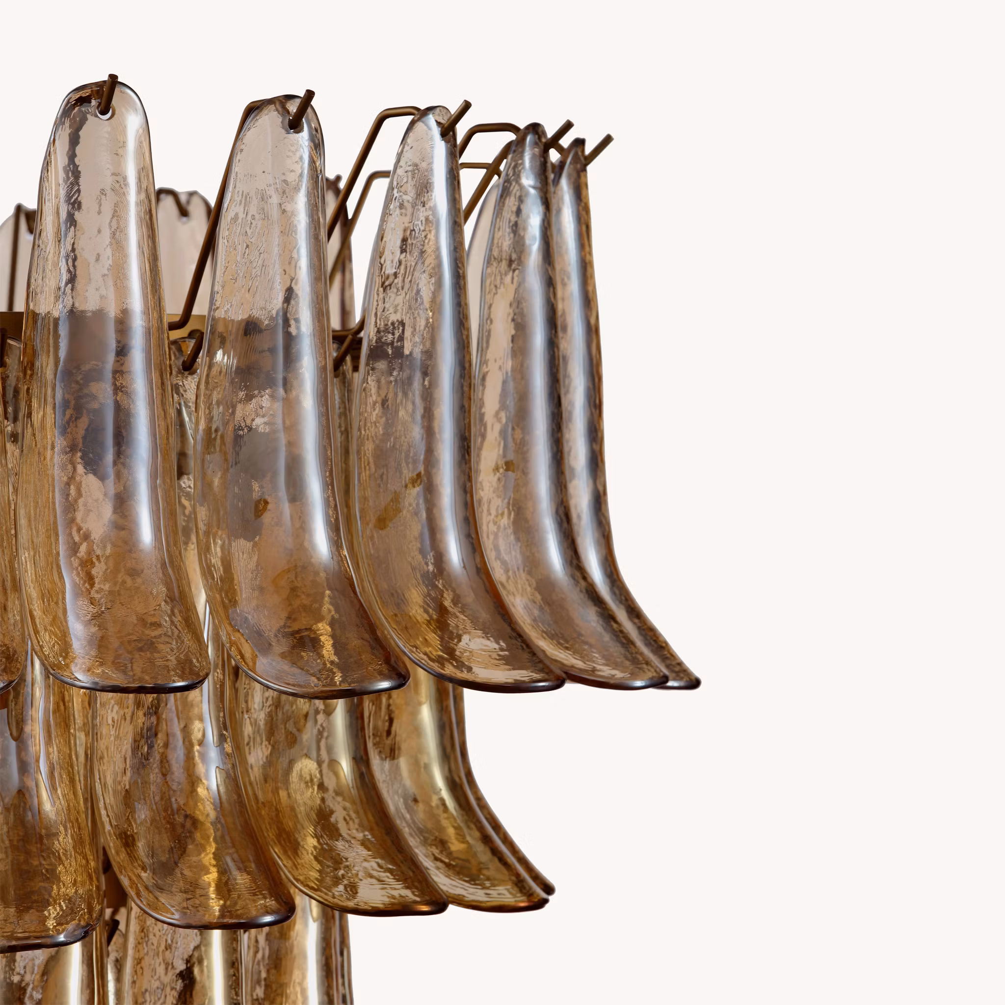 LUNA chandelier amber handblown glass