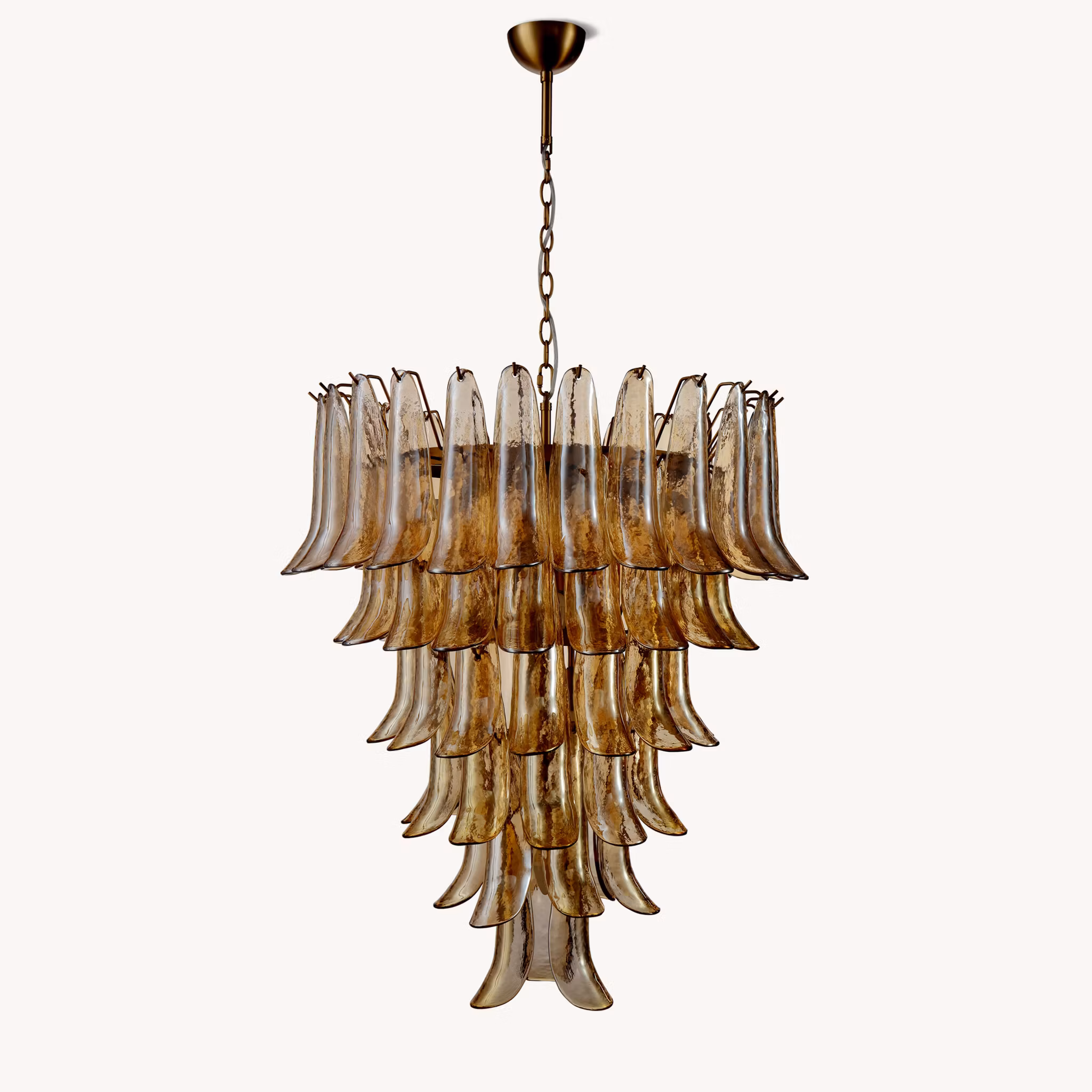 LUNA chandelier amber handblown glass