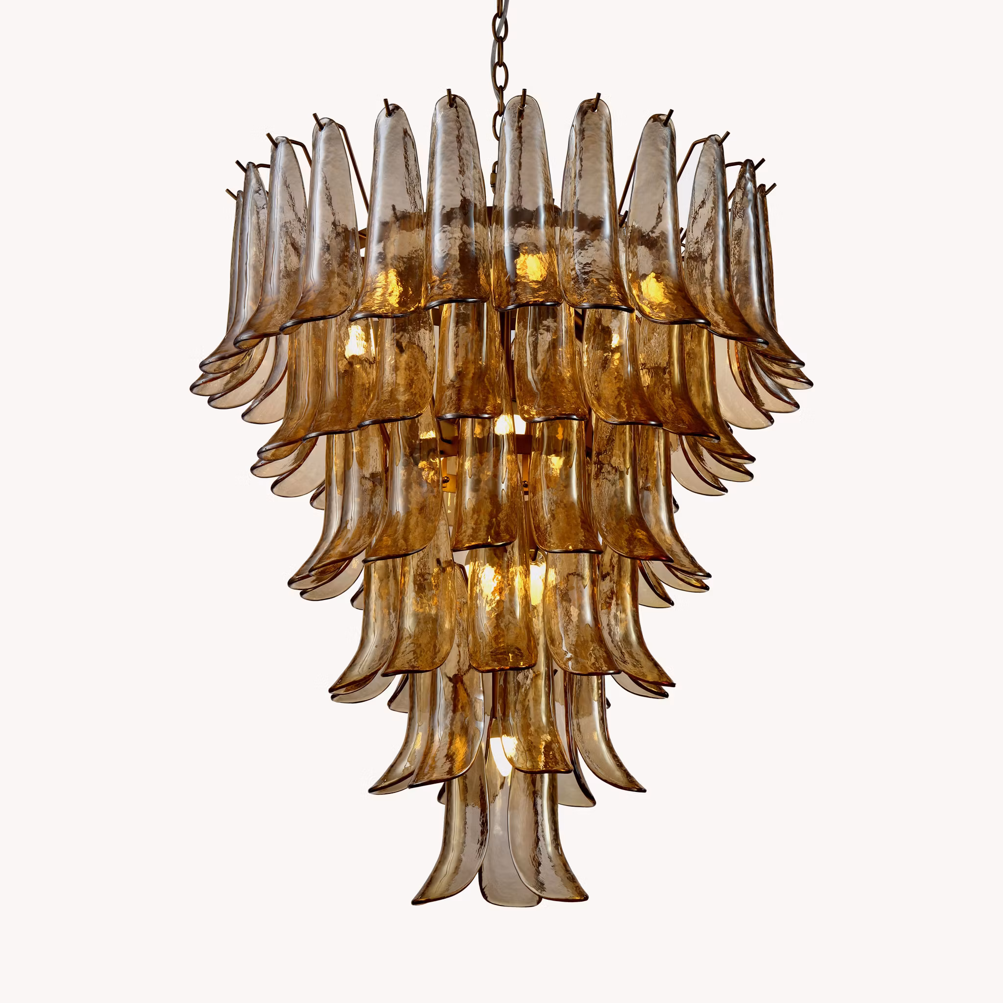 LUNA chandelier amber handblown glass