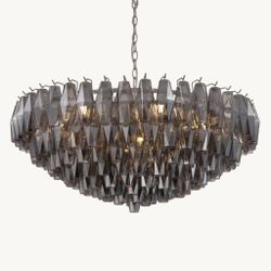 NOMA chandelier smoke handblown glass