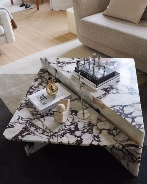 Chiara Triangle Coffee Table, set of 2 Calacatta Viola