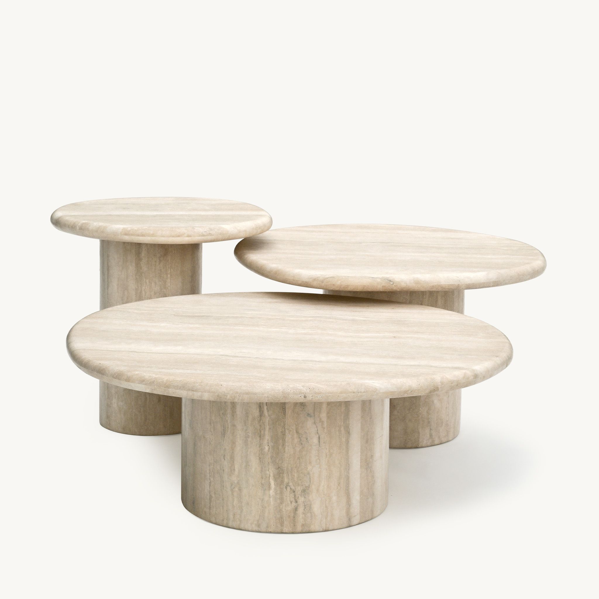 Agnes Coffee Table, set of 3 Italian Travertine