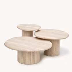 Agnes Coffee Table, set of 3 Italian Travertine