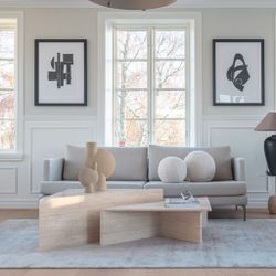 Chiara Triangle Coffee Table, set of 2 Travertine