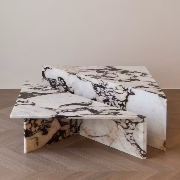 Chiara Triangle Coffee Table, set of 2 Calacatta Viola