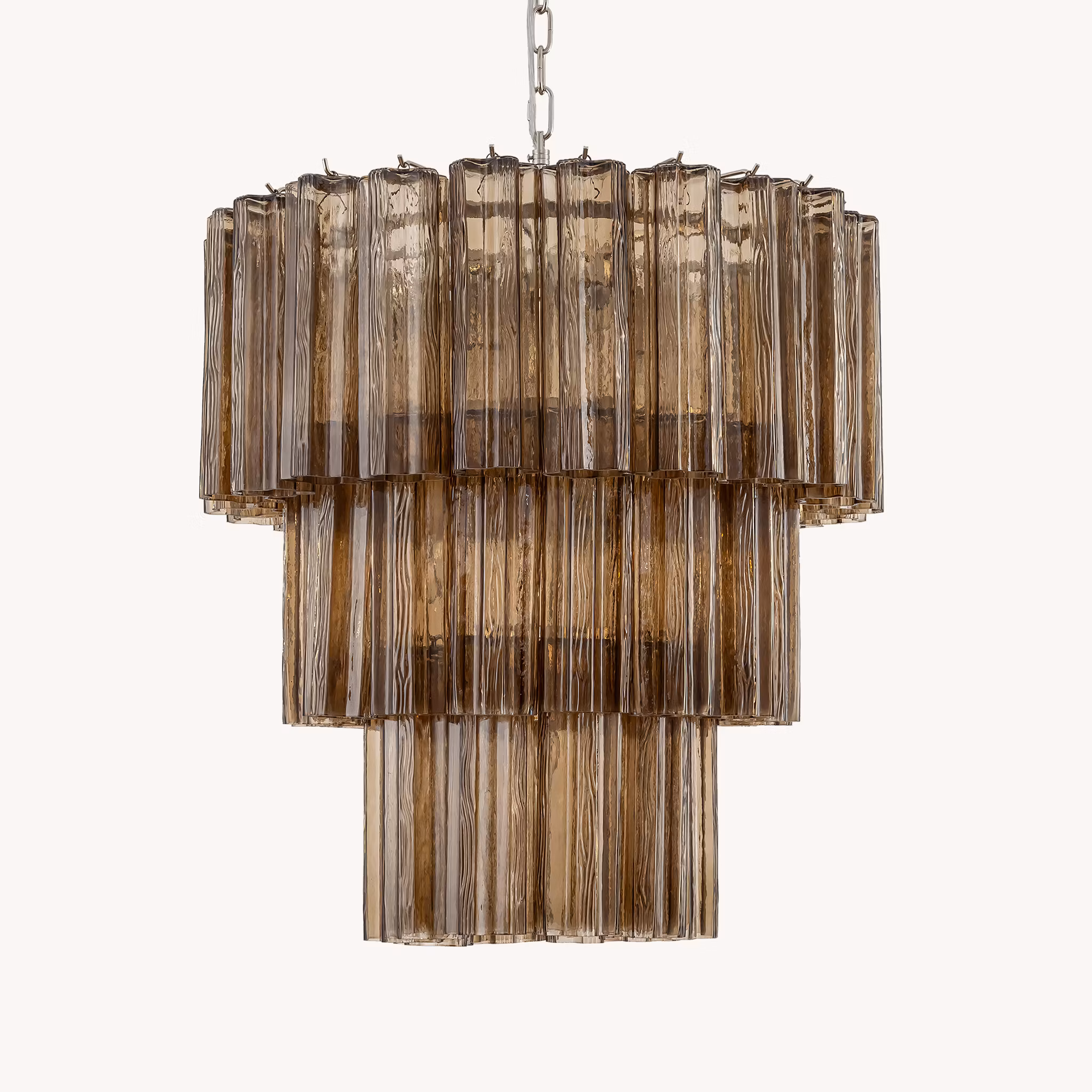CAPRI chandelier 3 tiers handblown glass smoke