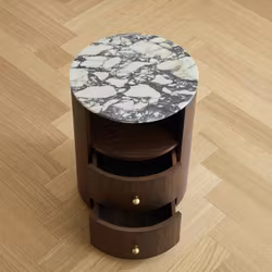 Hailey Bedside Table Walnut Wood Calacatta Viola Top