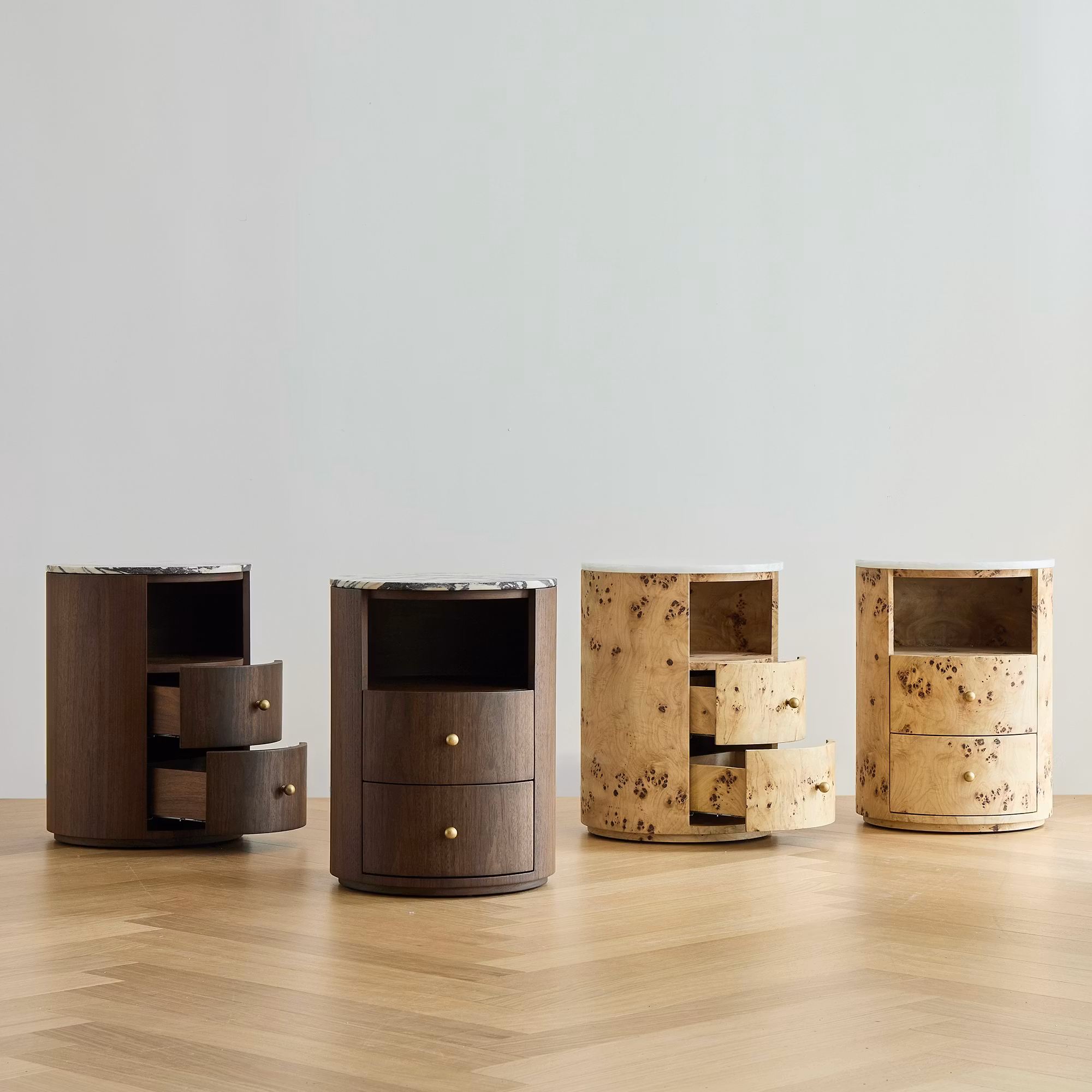 Hailey Bedside Table Walnut Wood Calacatta Viola Top