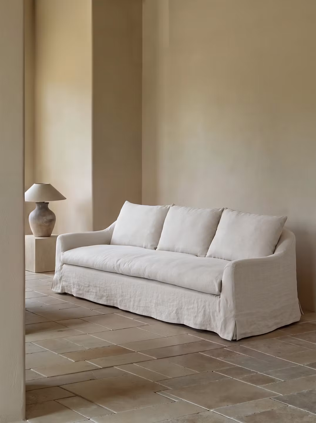 Siena Linen Sofa Warm White