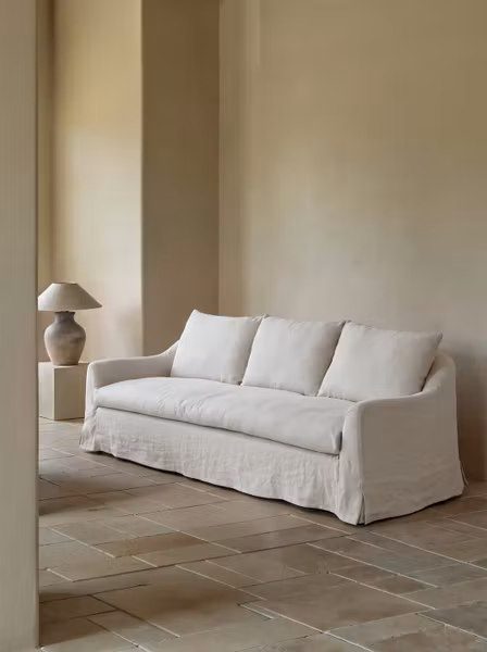 Siena Linen Sofa Warm White