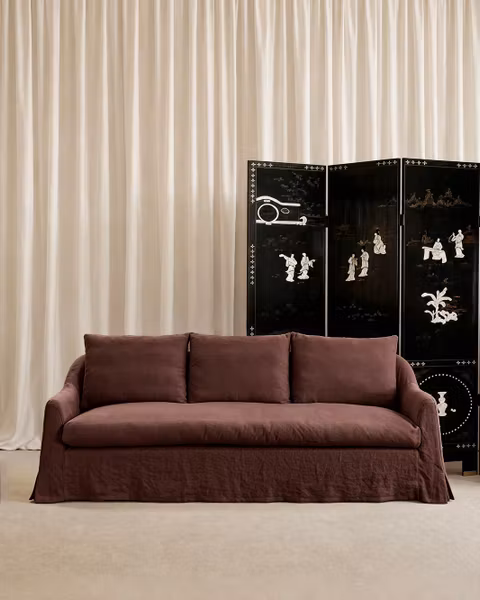 Siena Linen Sofa Wine