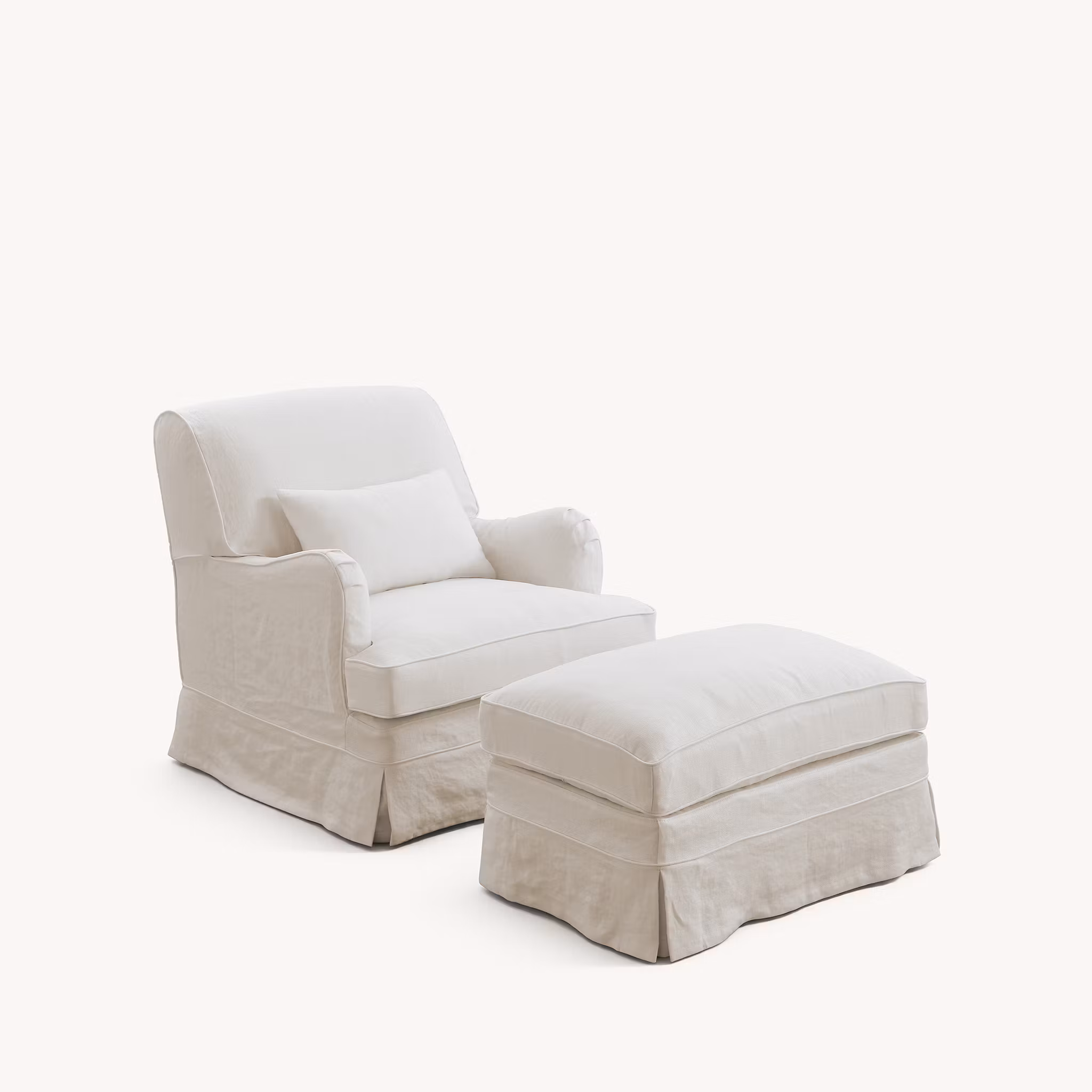 Louis Linen Ottoman Warm White
