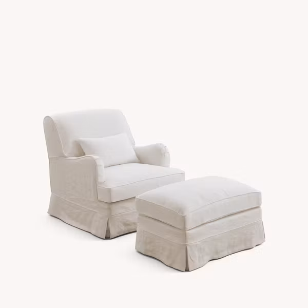 Louis Linen Ottoman Warm White