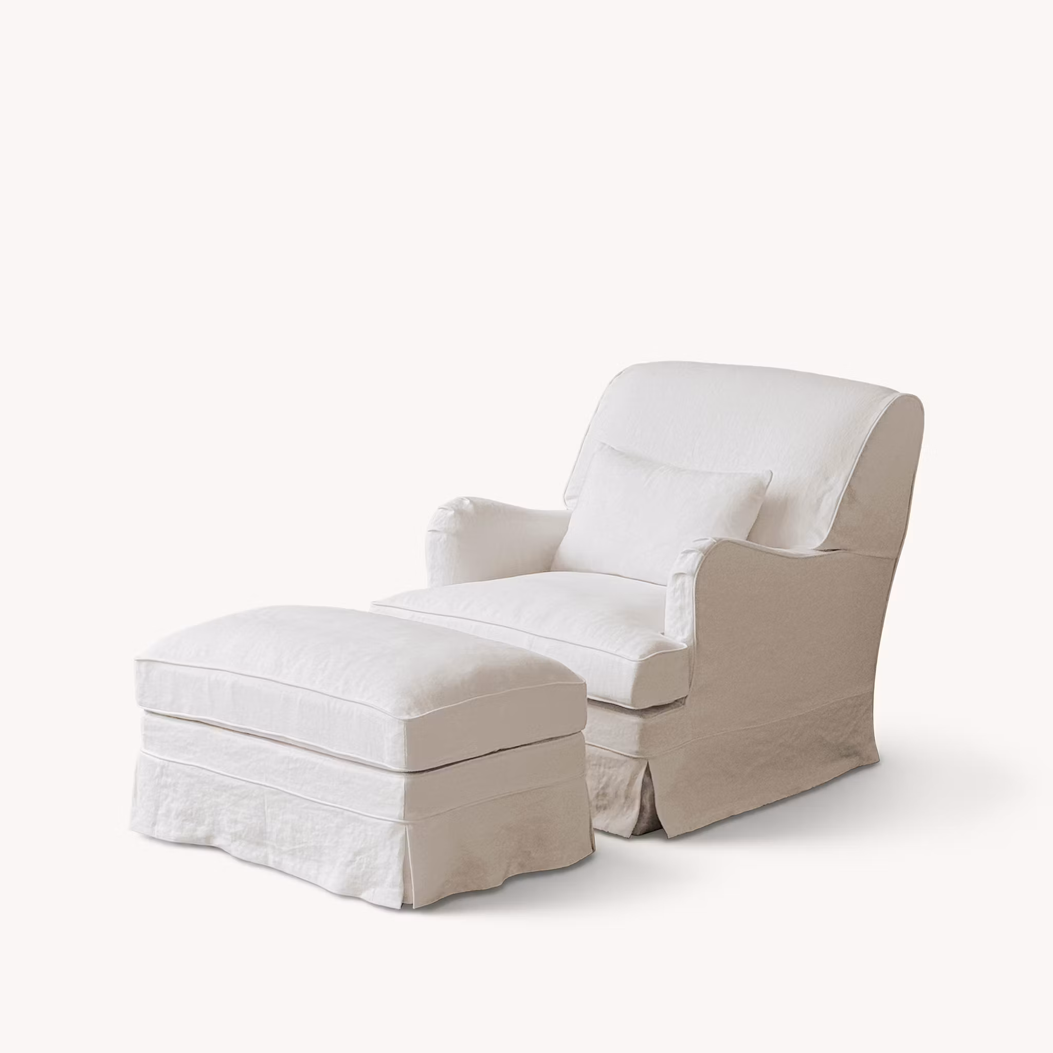 Louis Linen Ottoman Warm White