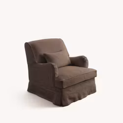Louis Linen Armchair Walnut