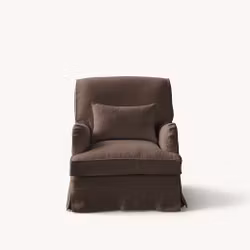 Louis Linen Armchair Walnut