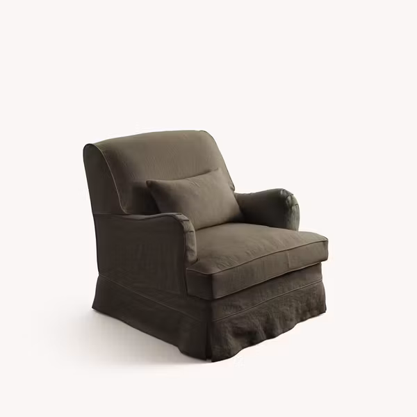 Louis Linen Armchair Olive