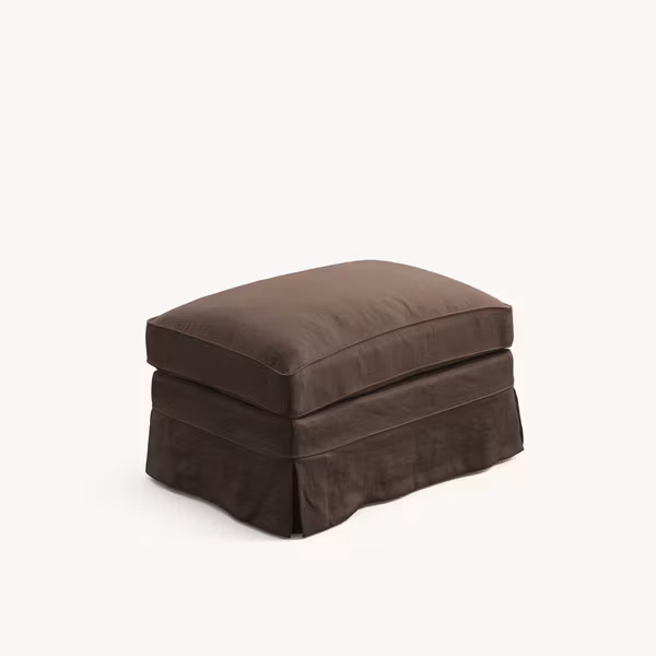 Louis Linen Ottoman Walnut