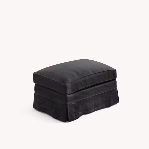Louis Linen Ottoman Charcoal
