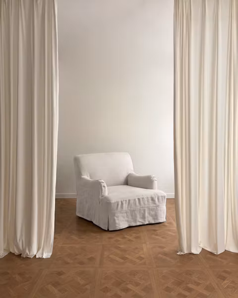 Leo Linen Armchair Warm White
