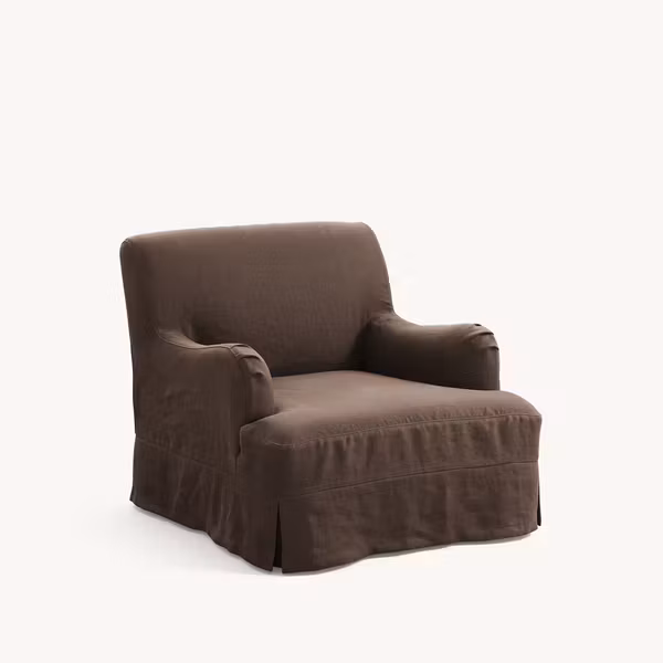 Leo Linen Armchair Walnut