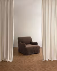 Leo Linen Armchair Walnut