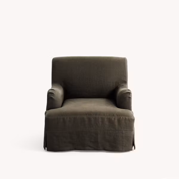 Leo Linen Armchair Olive