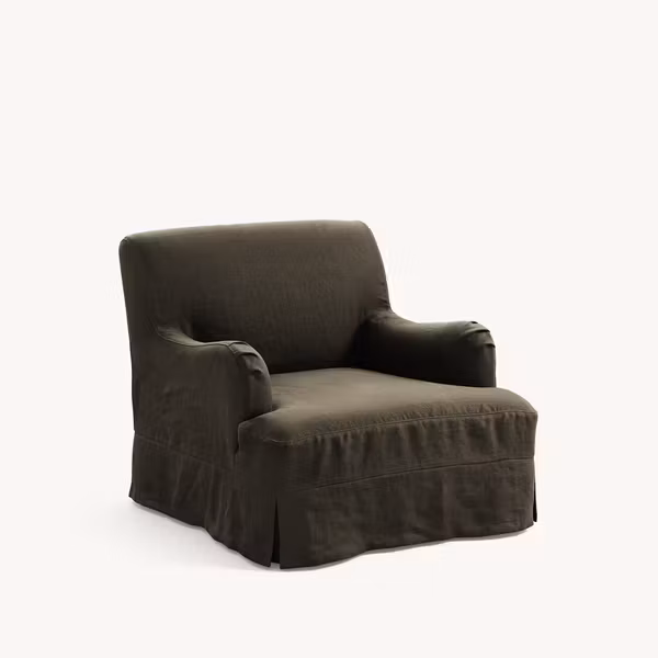 Leo Linen Armchair Olive