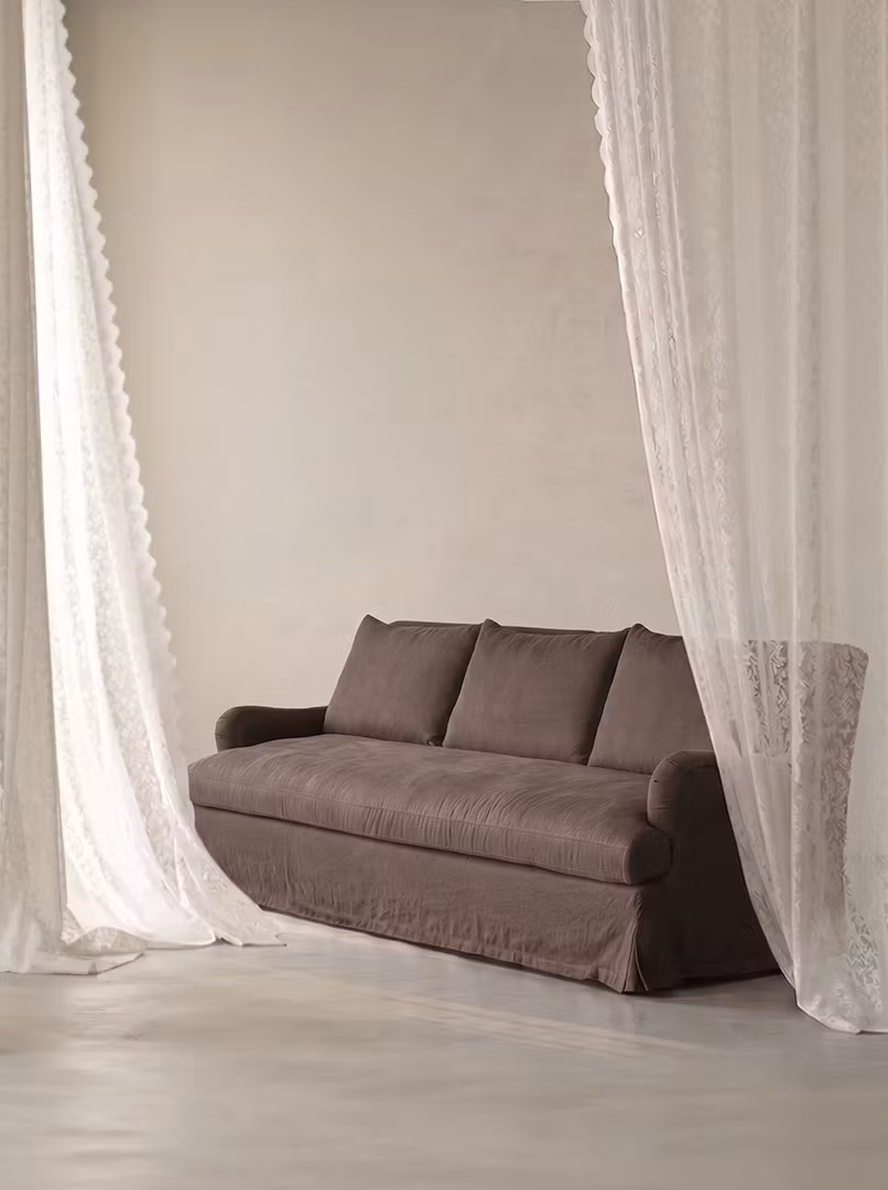 Louis Linen Sofa Walnut