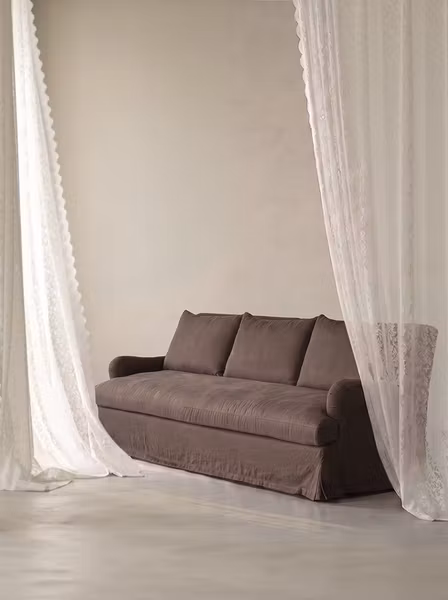 Louis Linen Sofa Walnut