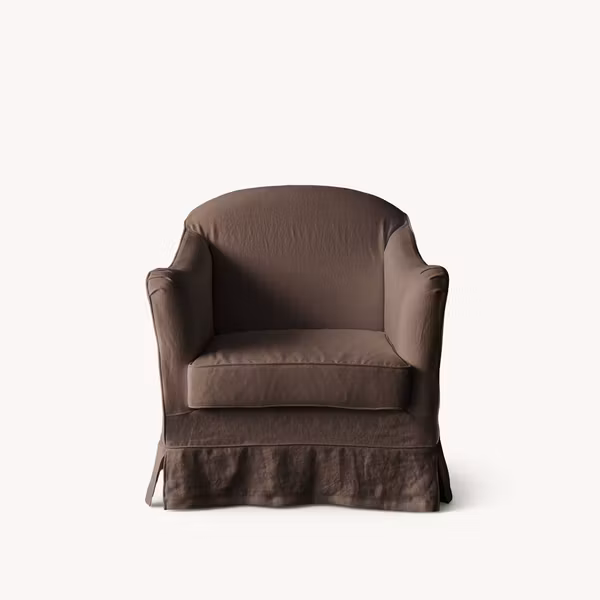 Ines Linen Armchair Walnut