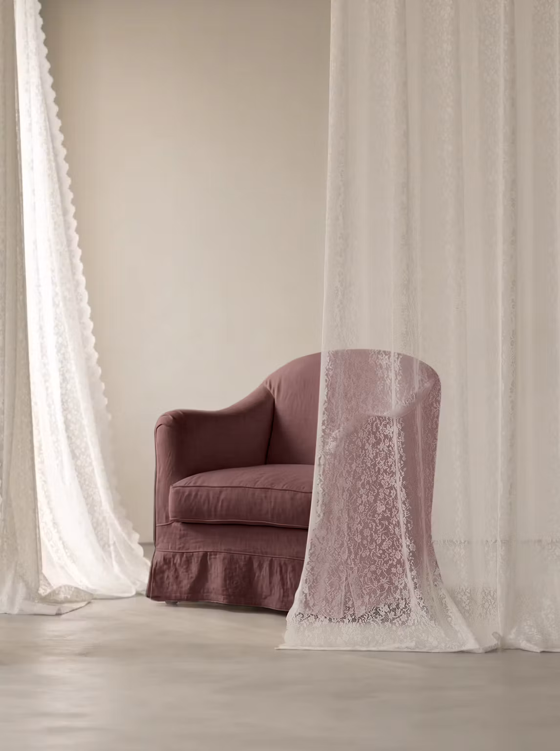 Ines Linen Armchair Wine