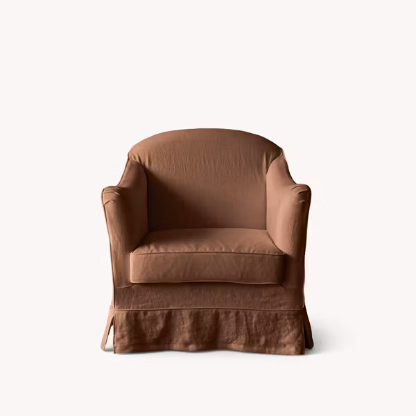 Ines Linen Armchair Terracotta