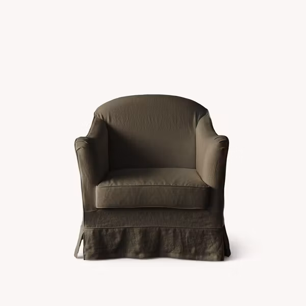 Ines Linen Armchair Olive