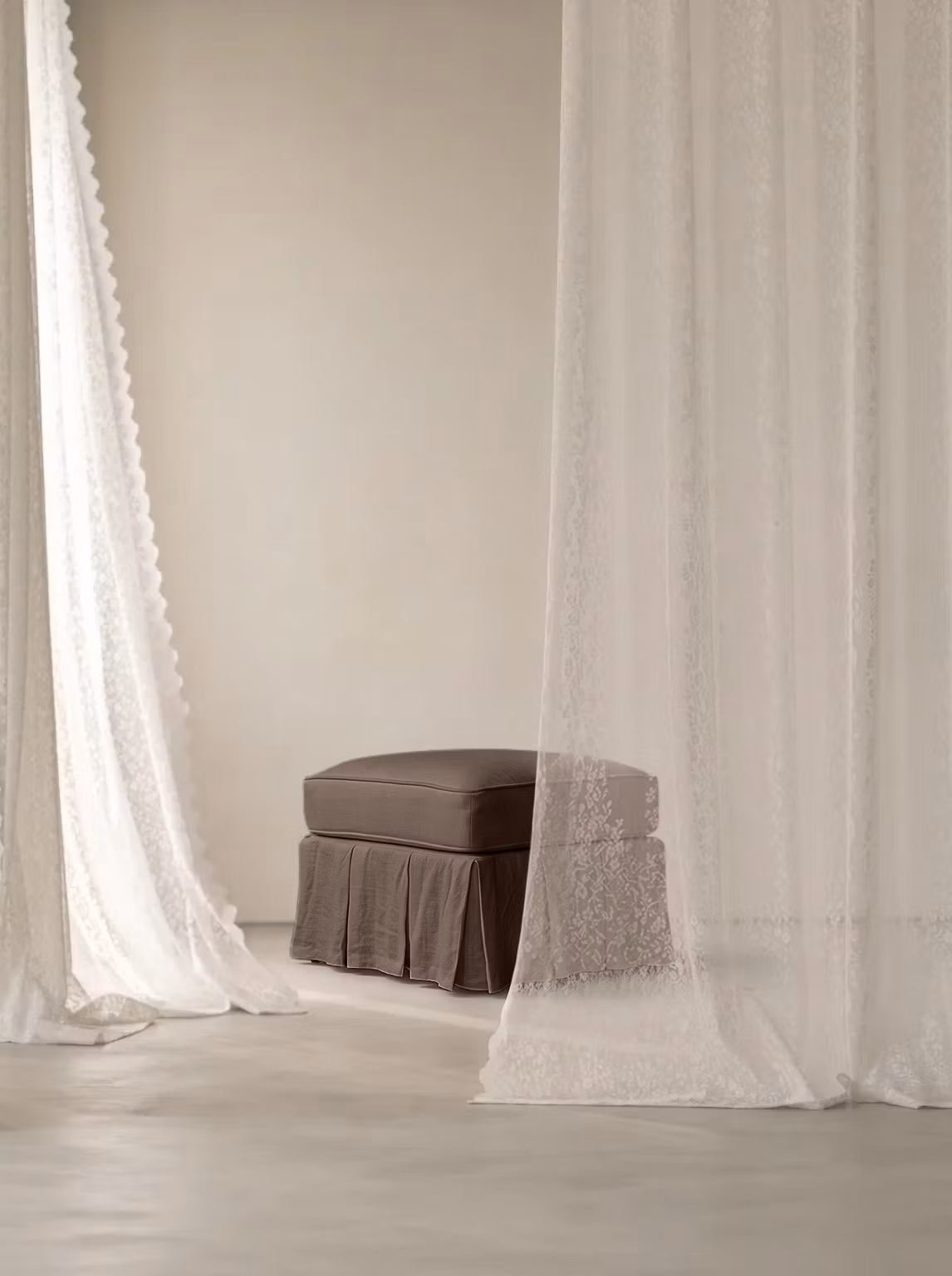 Gigi Linen Ottoman Walnut