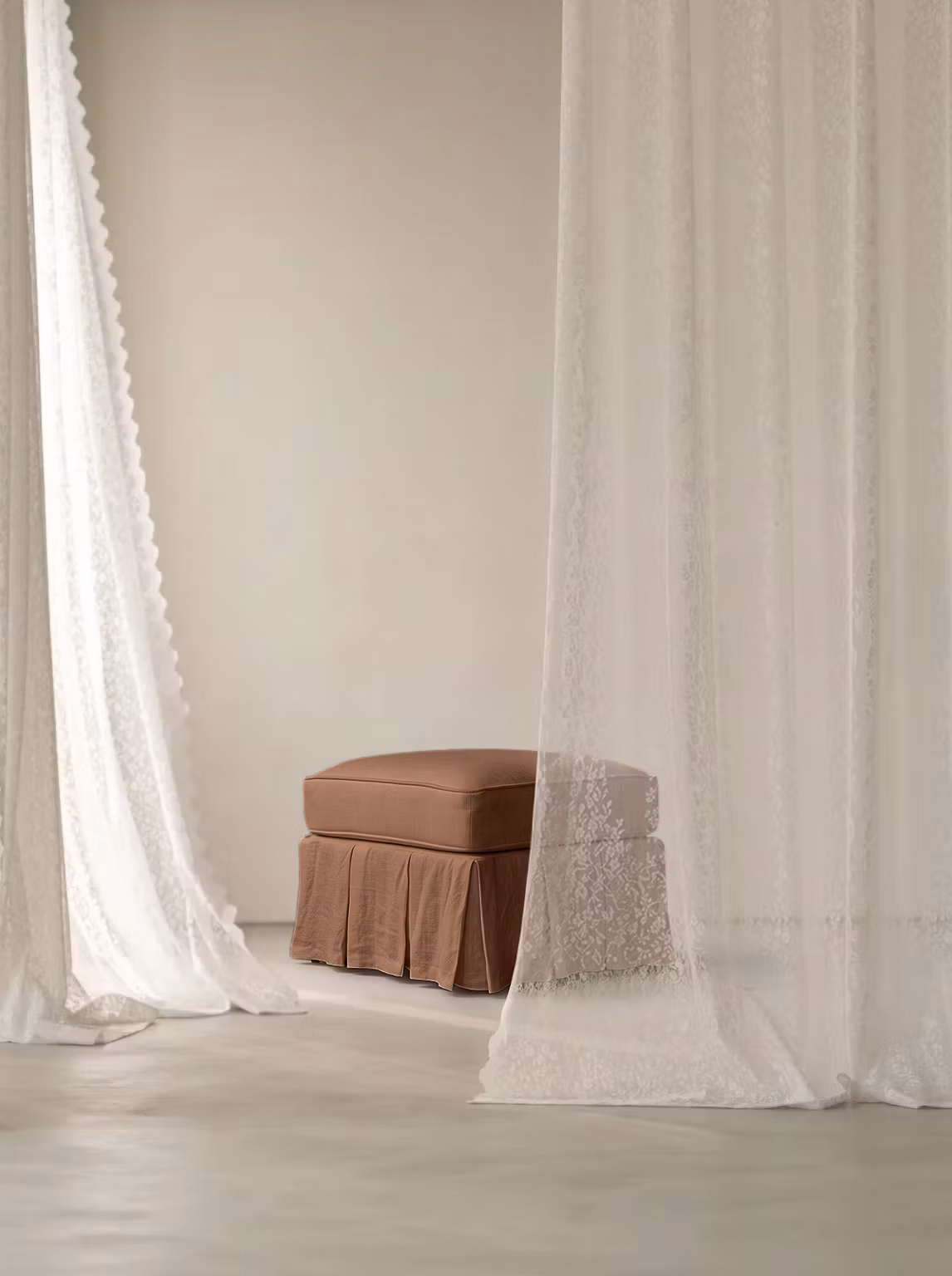 Gigi Linen Ottoman Terracotta