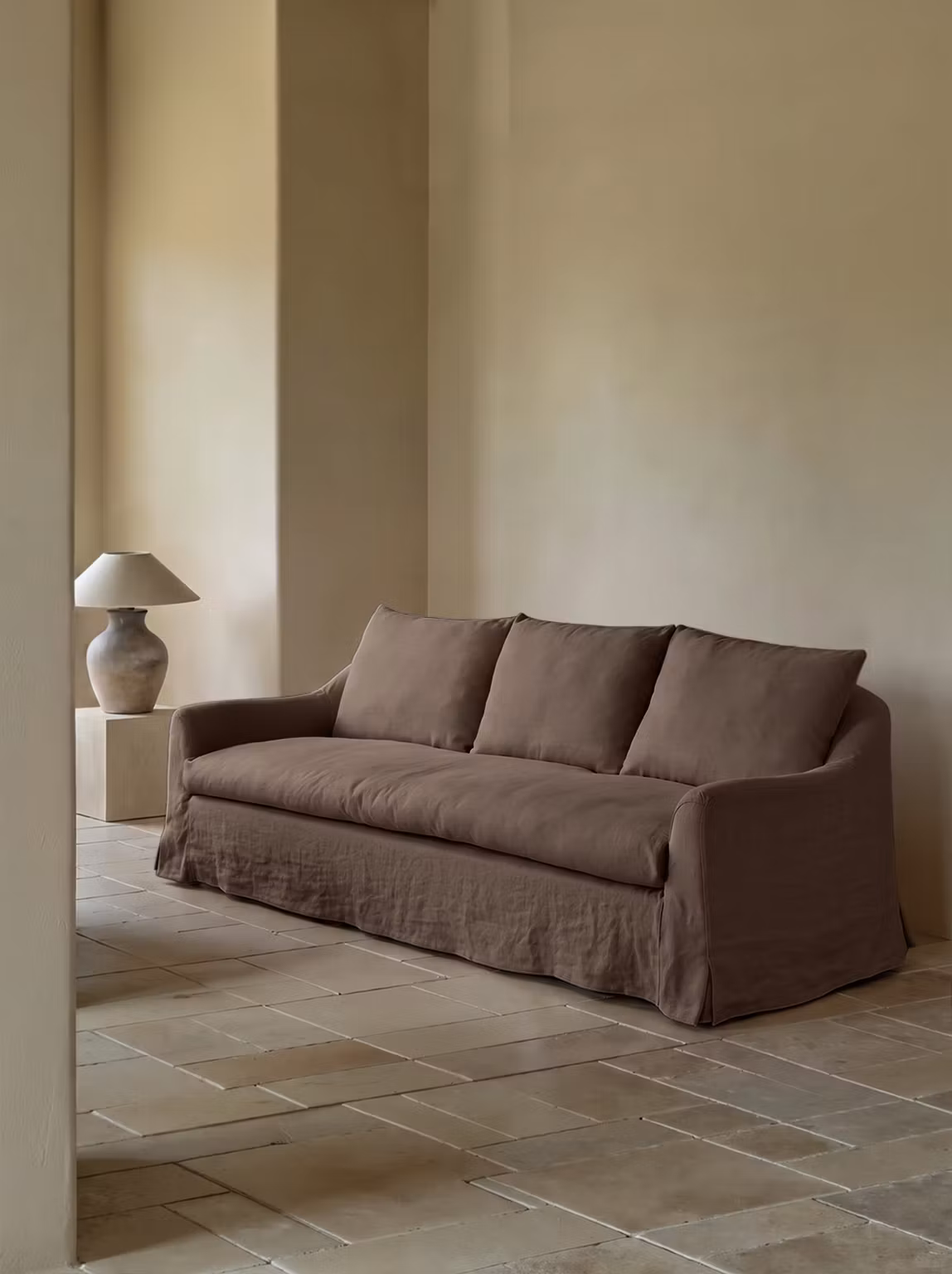 Siena Linen Sofa Walnut