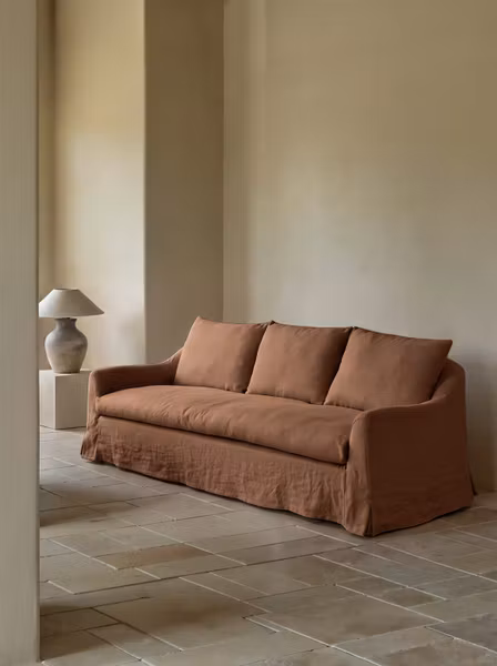 Siena Linen Sofa Terracotta