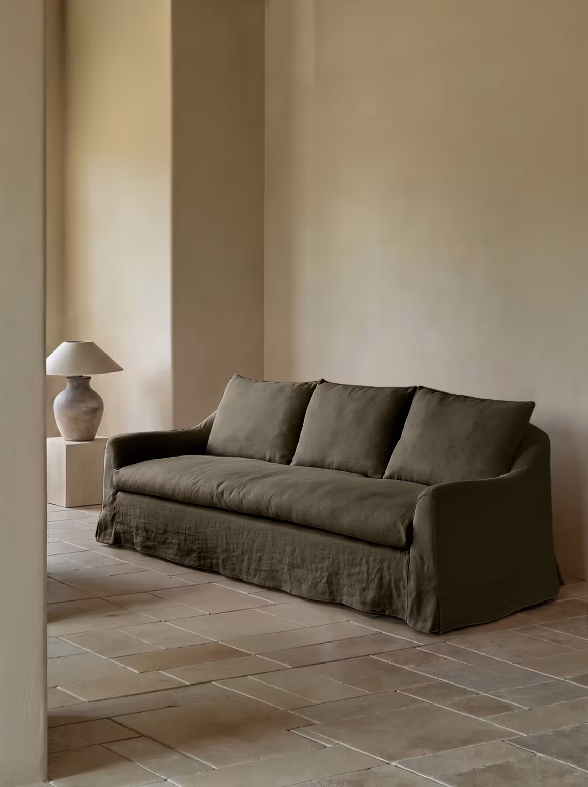 Siena Linen Sofa Olive