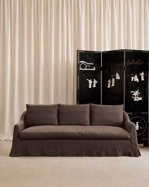Siena Linen Sofa Walnut