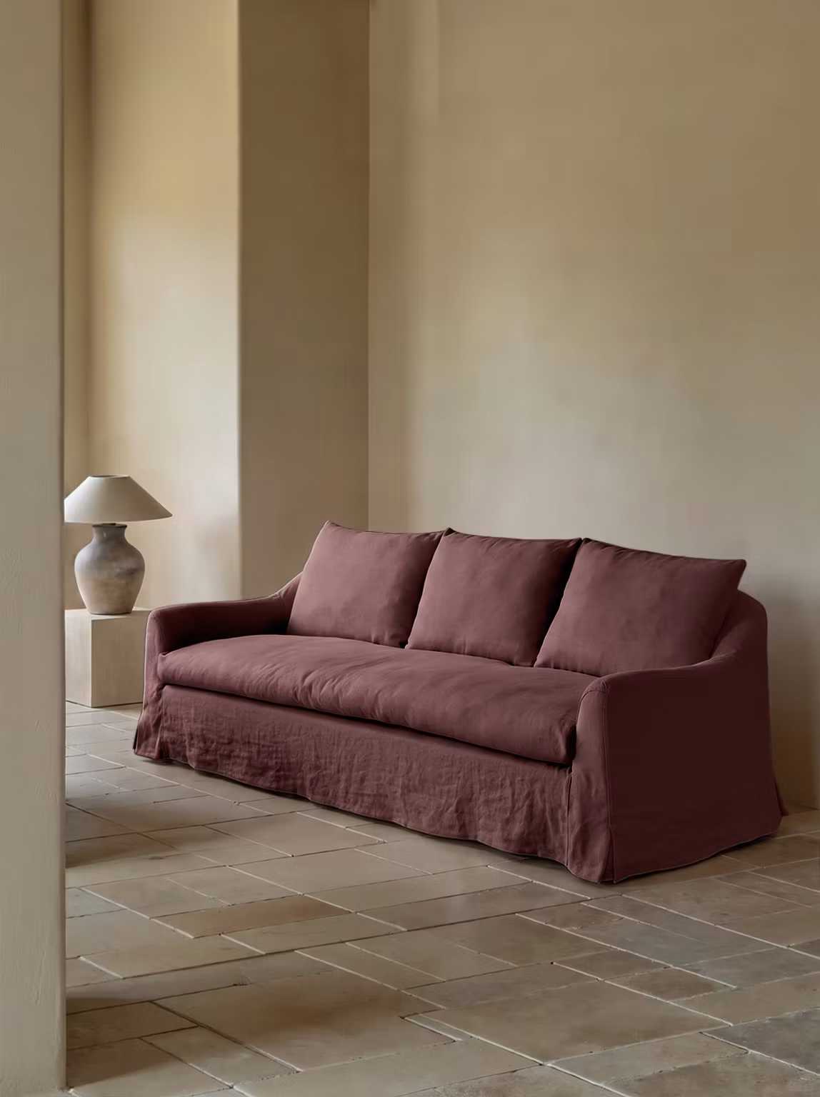 Siena Linen Sofa Wine
