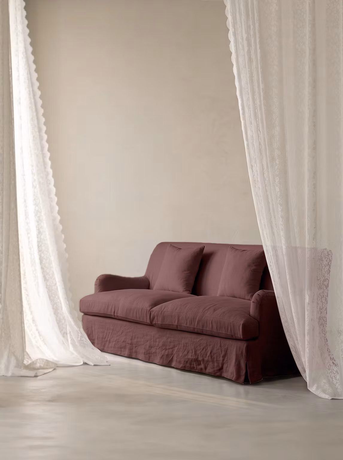 Louis Linen Sofa Wine