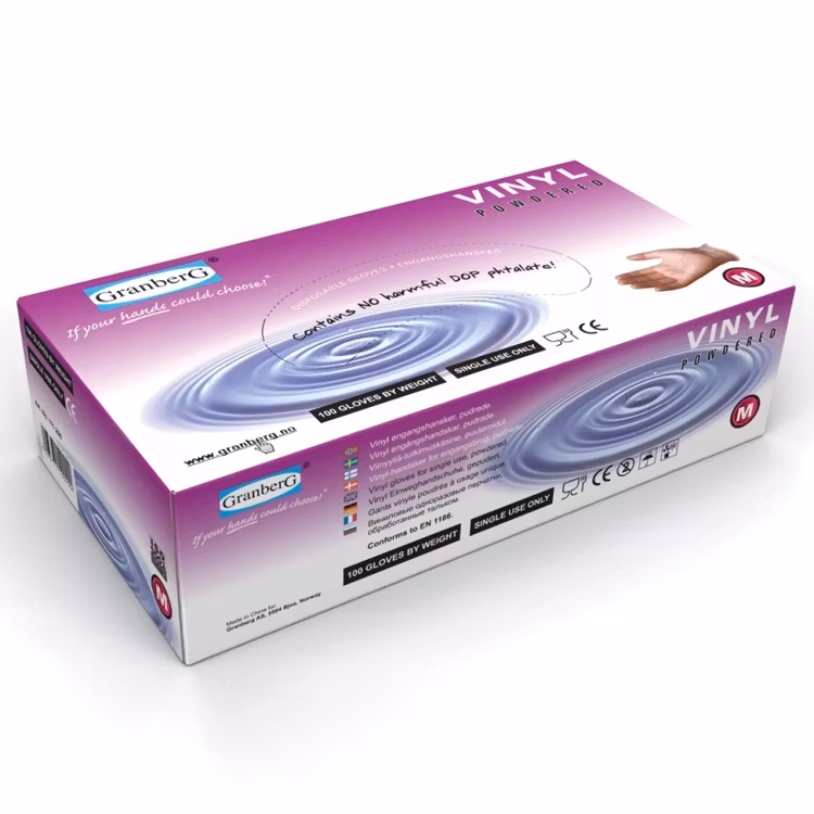 Granberg® engångshandskar i vinyl, lätt pudrade. 111.200