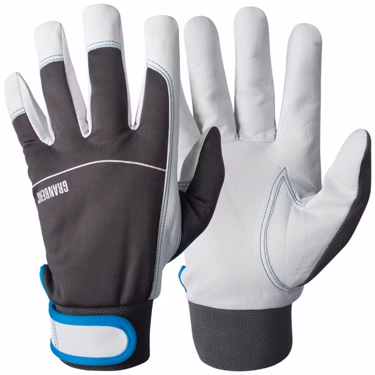 12-pack Granberg® montagehandskar i getskinn, kardborreknäppning