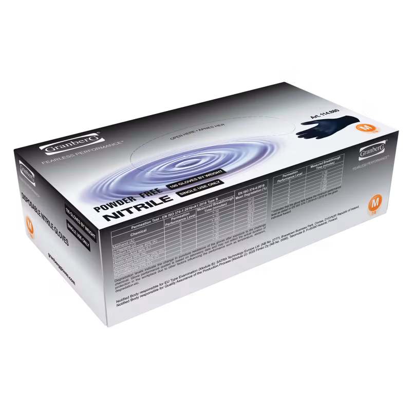 100-pack Svarta Nitrilhandskar, Kemikalieresistenta