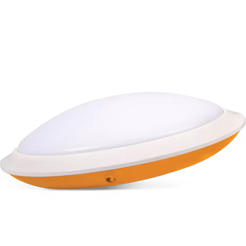 AB Arlemark takarmatur med sensor från Lamptime för korridorer och trappuppgångar med orange aura
