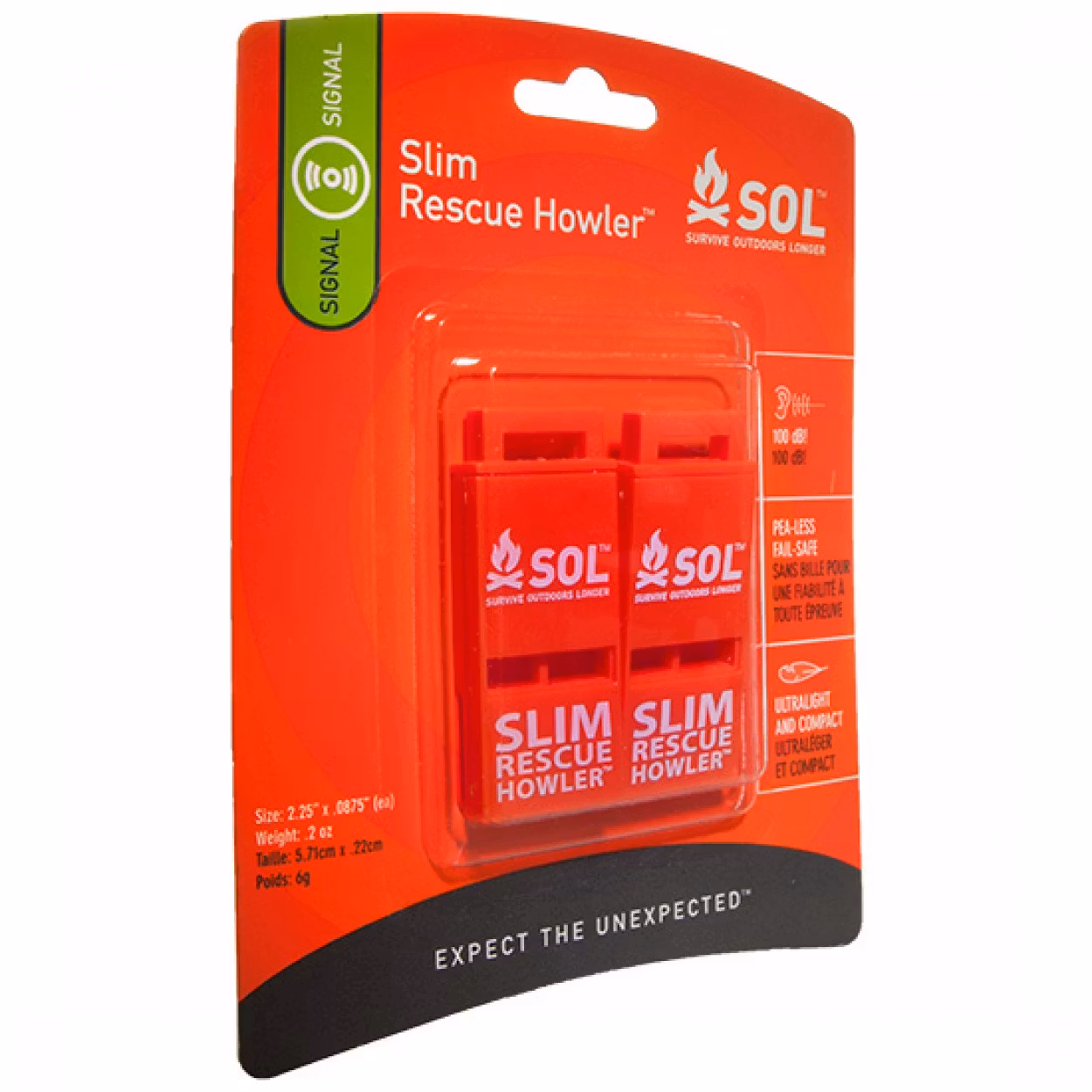 Survive Outdoors Longer Slim Rescue Howler Whistle 2 pack