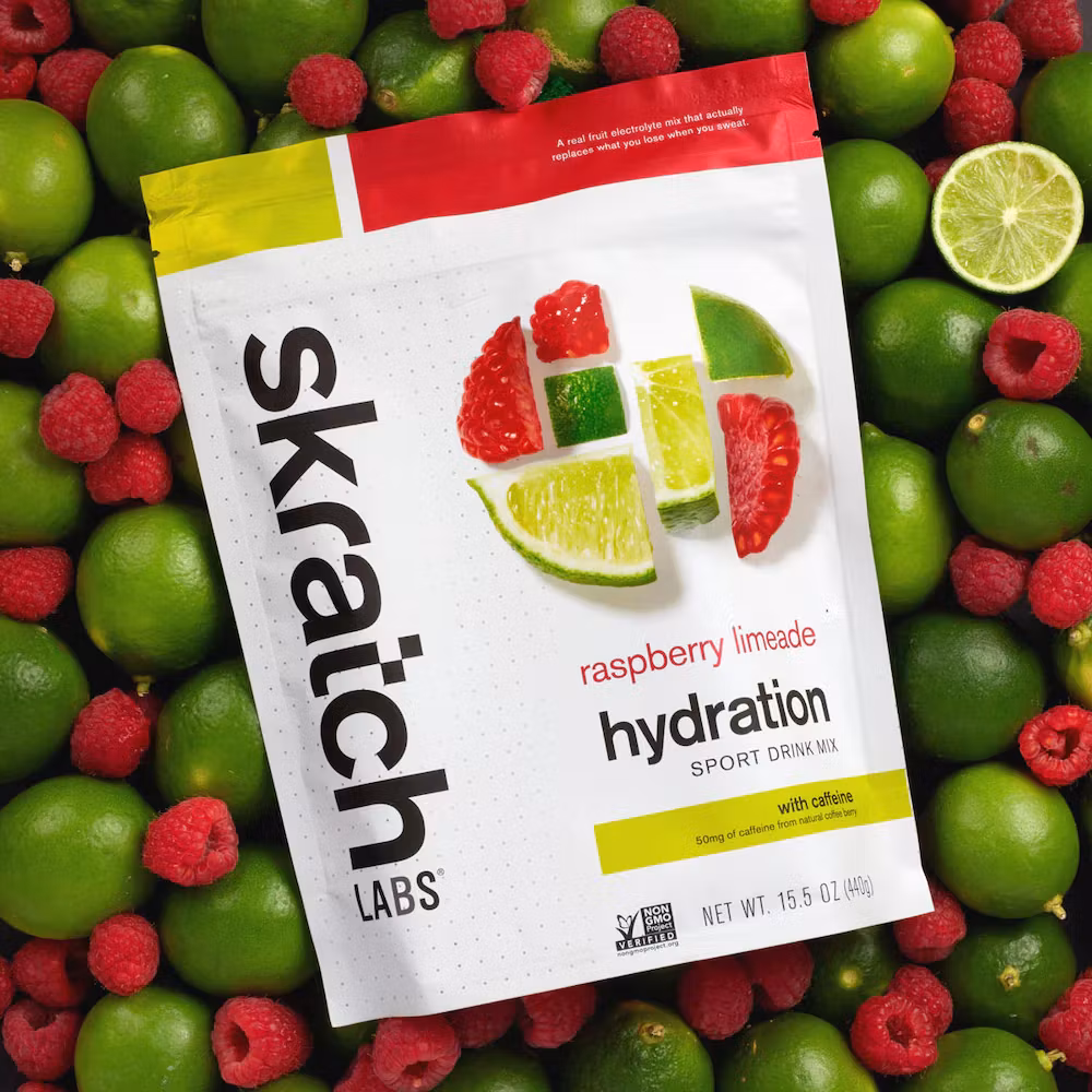 Skratch Labs Sport Hydration Drink Mix Raspberry Limeade (50mg Caffeine)