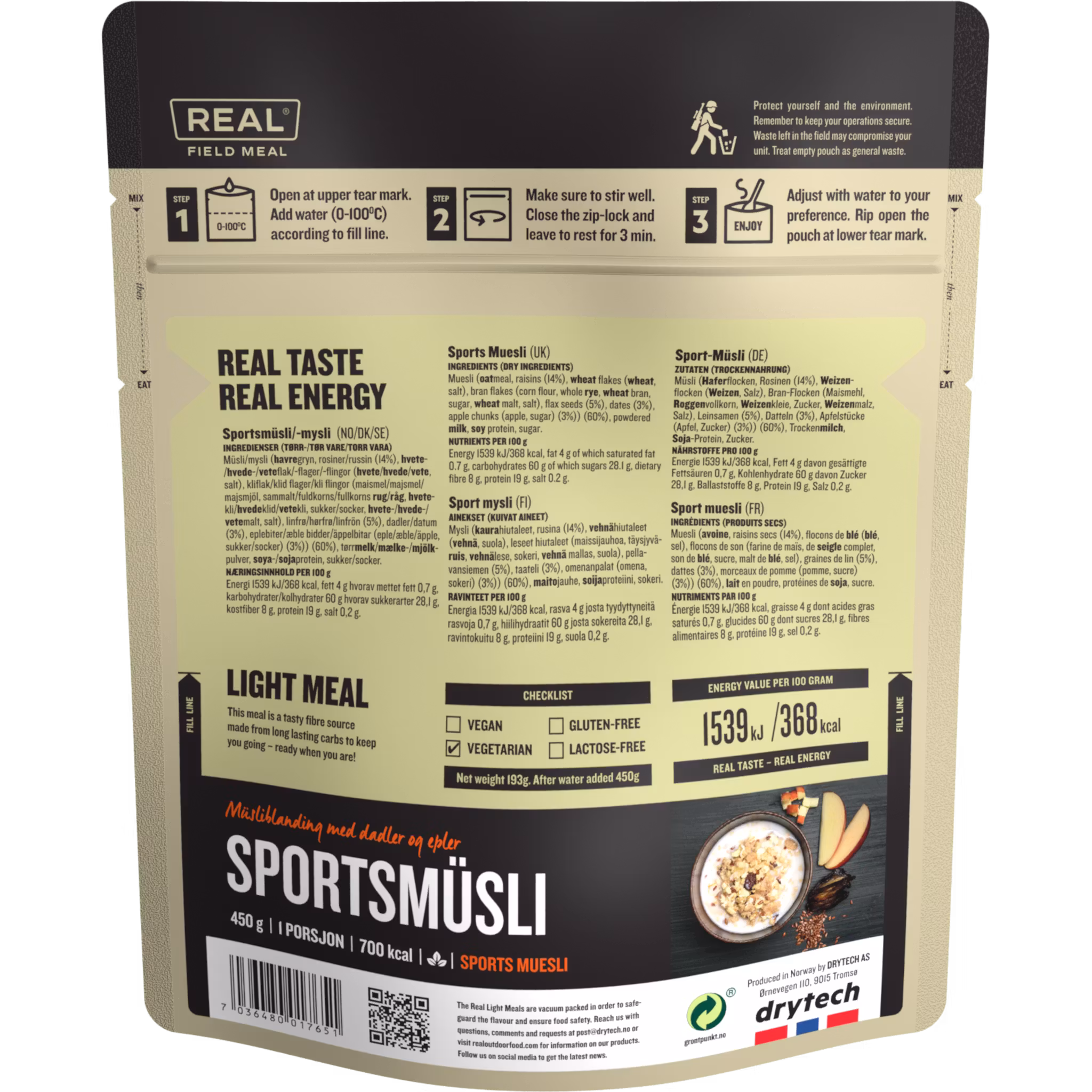 REAL Light Meal Turmat Sports Muesli